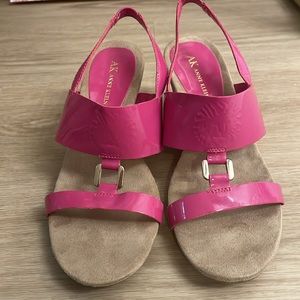 Hot pink Anne Klein sandals with little wedge